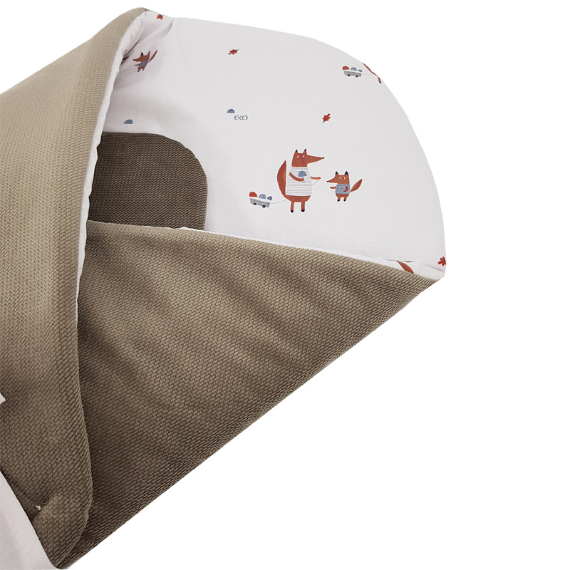 EKO Bebújós takaró pamutból velúrral és kókusz belsővel, Fox masni 75x75cm